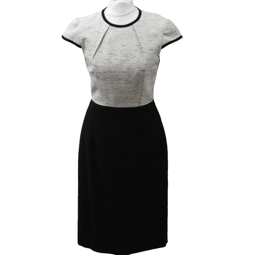 Hobbs Black And White Tweed office work Sheath Dress Size 2 A003342 - Picture 2 of 14